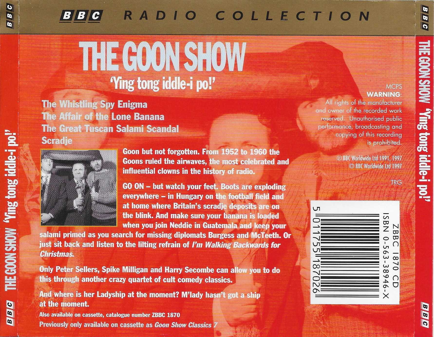Picture of ZBBC 1870 CD The Goon show 7 - Ying tong iddle-i po! by artist Spike Milligan from the BBC records and Tapes library